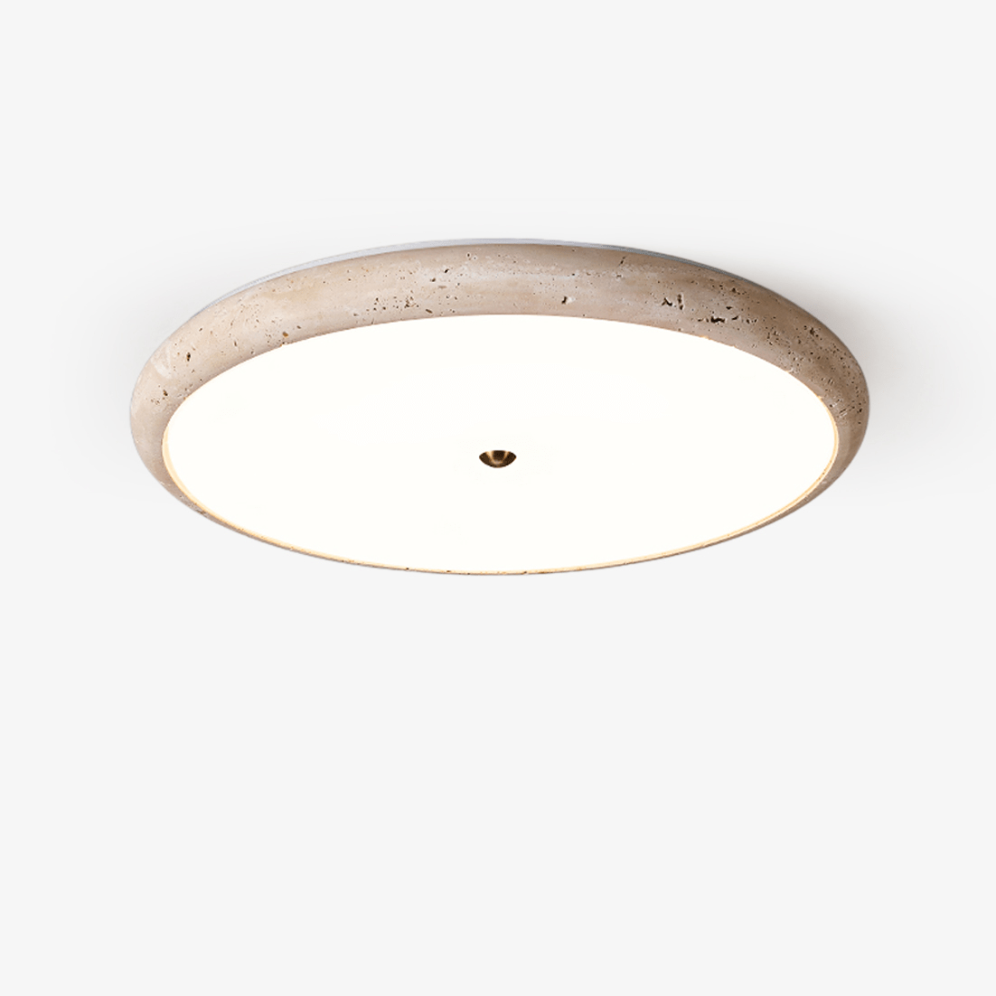 Textured Travertine Disk Ceiling Light - Tianguang Alabaster Lighting