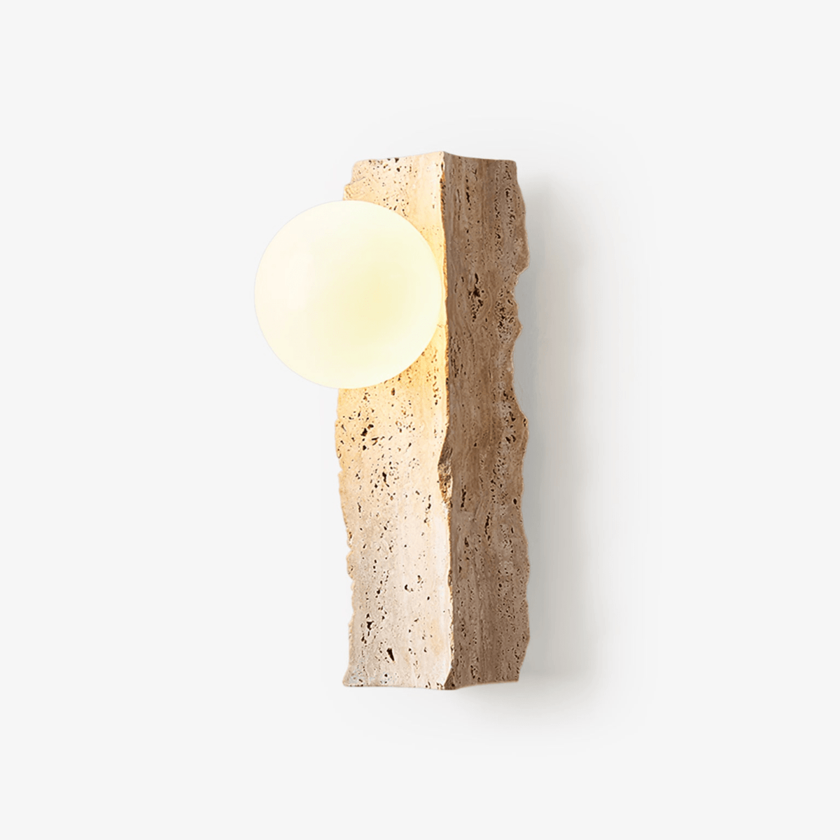 Aureum Travertine Wall Sconce 3.3 in Dia Yellow Travertine - Tianguang Alabaster Lighting