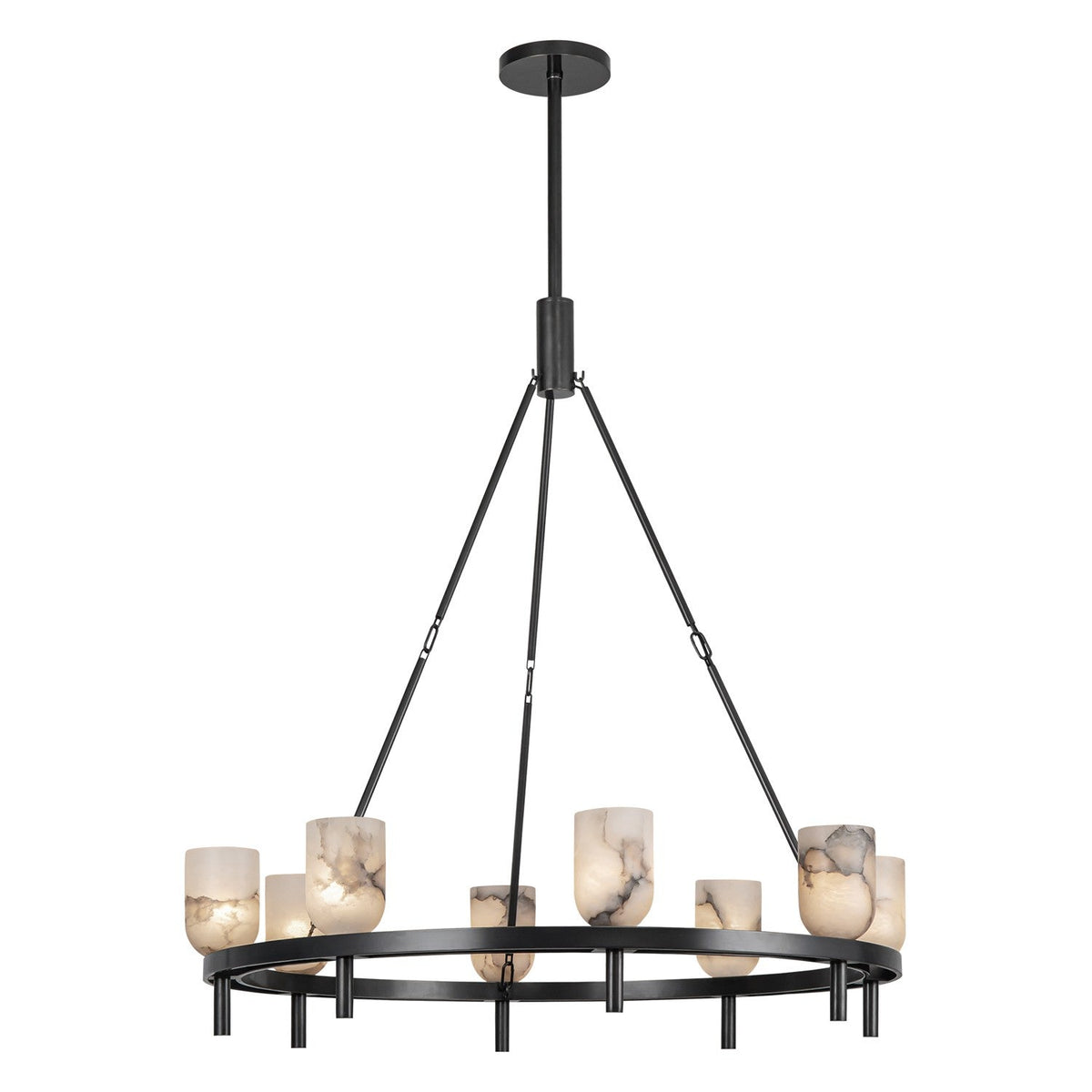 Lucian Eight Light Chandelier Urban Bronze/Alabaster - Tianguang Alabaster Lighting