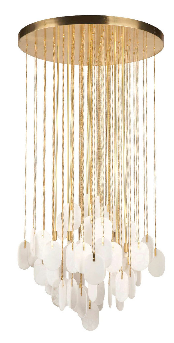 Constaledo Eight Light Pendant Brass Alabaster Chandelier - Tianguang Alabaster Lighting