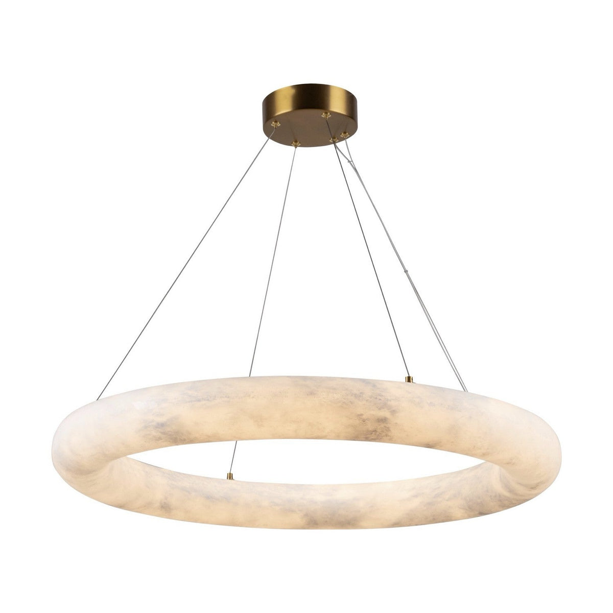 Camila LED Alabaster Chandelier Brushed Brass 27 in Dia - Tianguang Alabaster Lighting