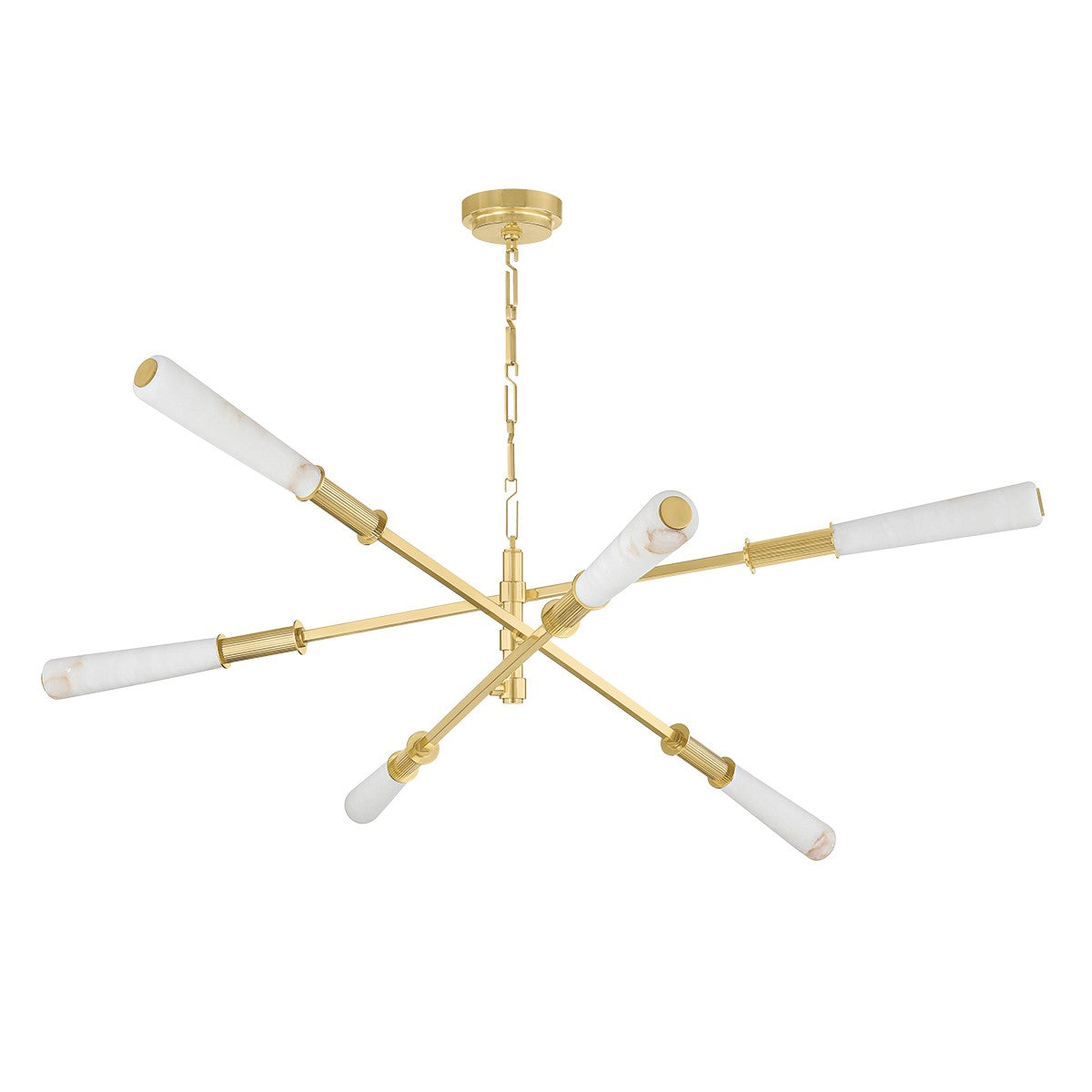 Dashiell LED Alabaster Chandelier Vintage Polished Brass 60 in Dia - Tianguang Alabaster Lighting