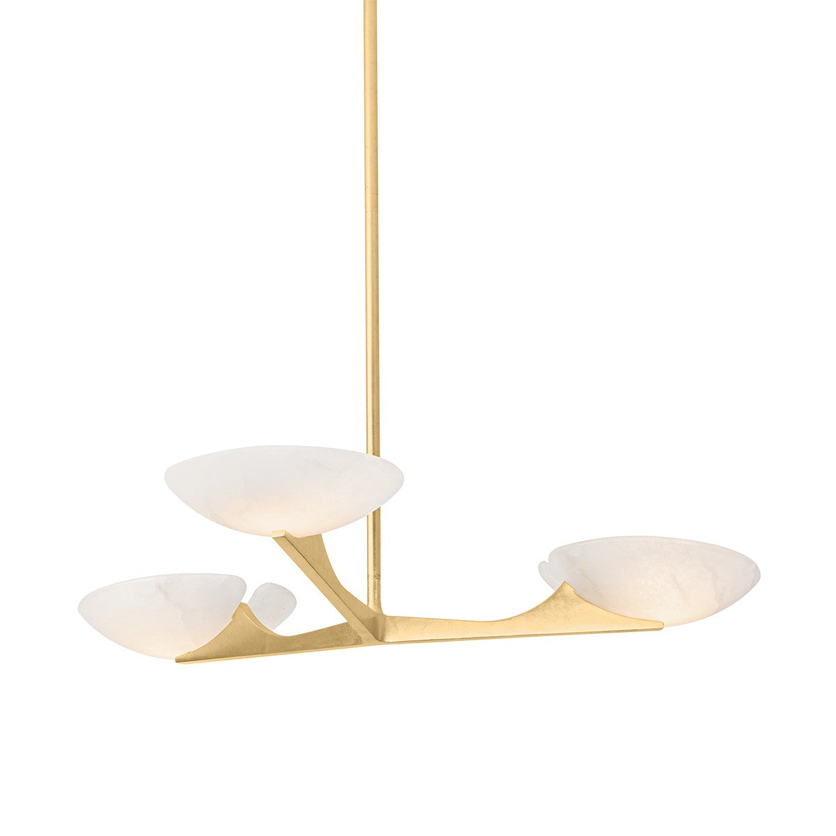 Malachite Three Light Alabaster Chandelier Vintage Gold Leaf - Tianguang Alabaster Lighting