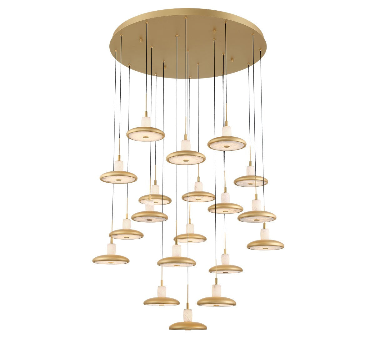 Mantova LED Alabaster Chandelier Painted Antique Brass 35.75 in Dia - Tianguang Alabaster Lighting