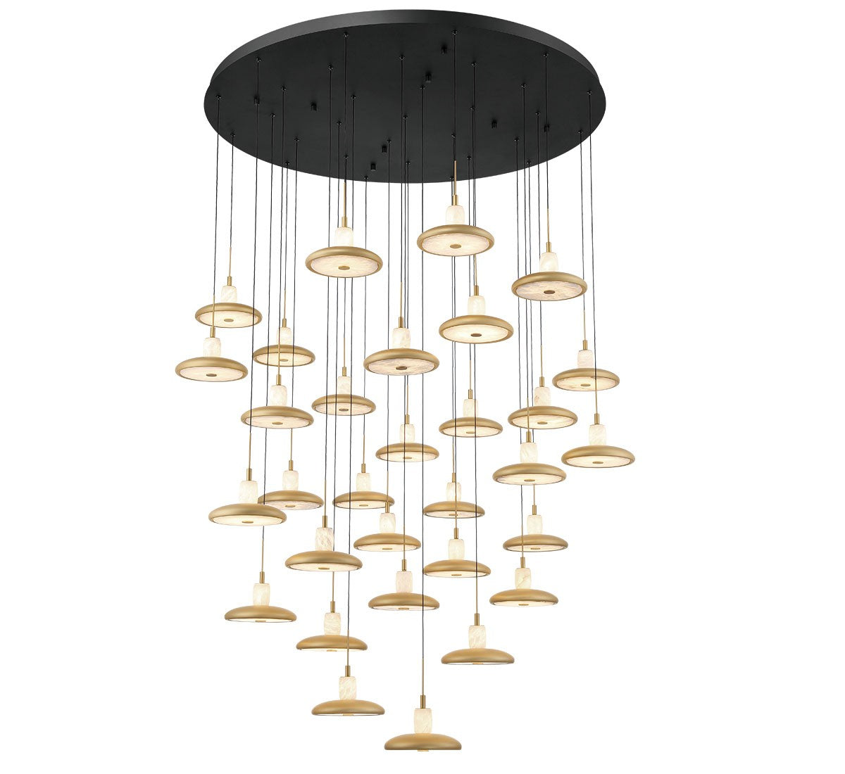 Mantova LED Alabaster Chandelier Matte Black 47.25 in Dia - Tianguang Alabaster Lighting