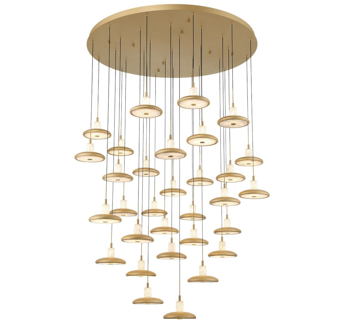 Mantova LED Alabaster Chandelier Painted Antique Brass 47.25 in Dia - Tianguang Alabaster Lighting