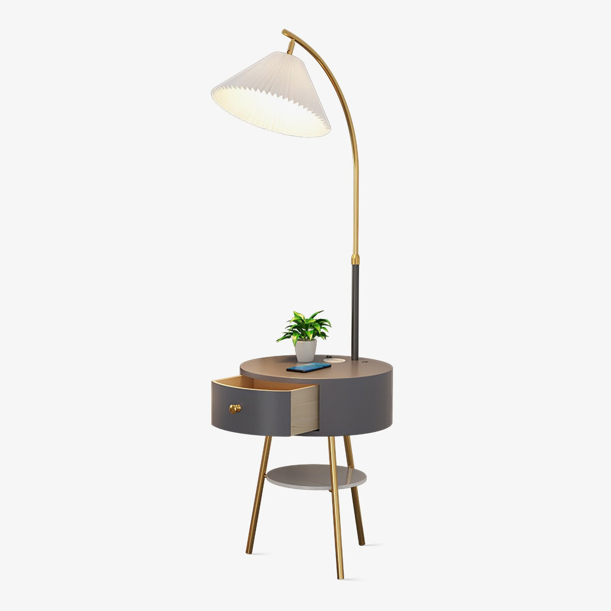 Pleated Arc Floor Light Marble Floor Lamp - Tianguang Alabaster Lighting