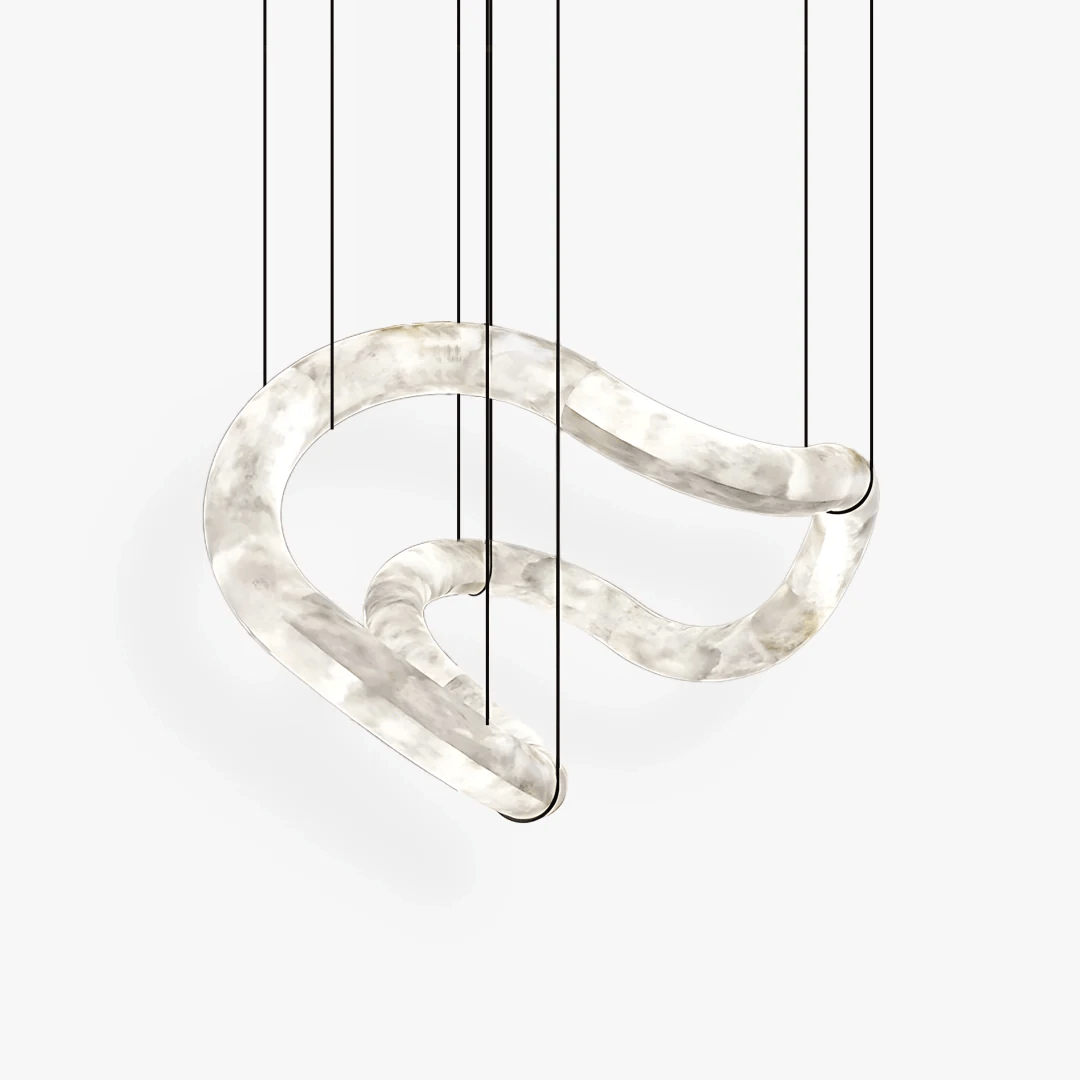 Ethereal Wave Alabaster Chandelier - Tianguang Alabaster Lighting
