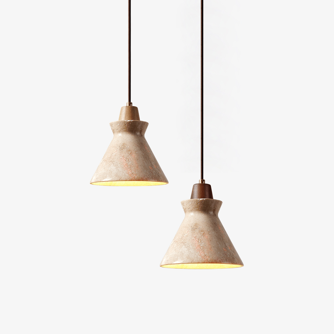 Ember Travertine Cone Pendant Lamp - Tianguang Alabaster Lighting