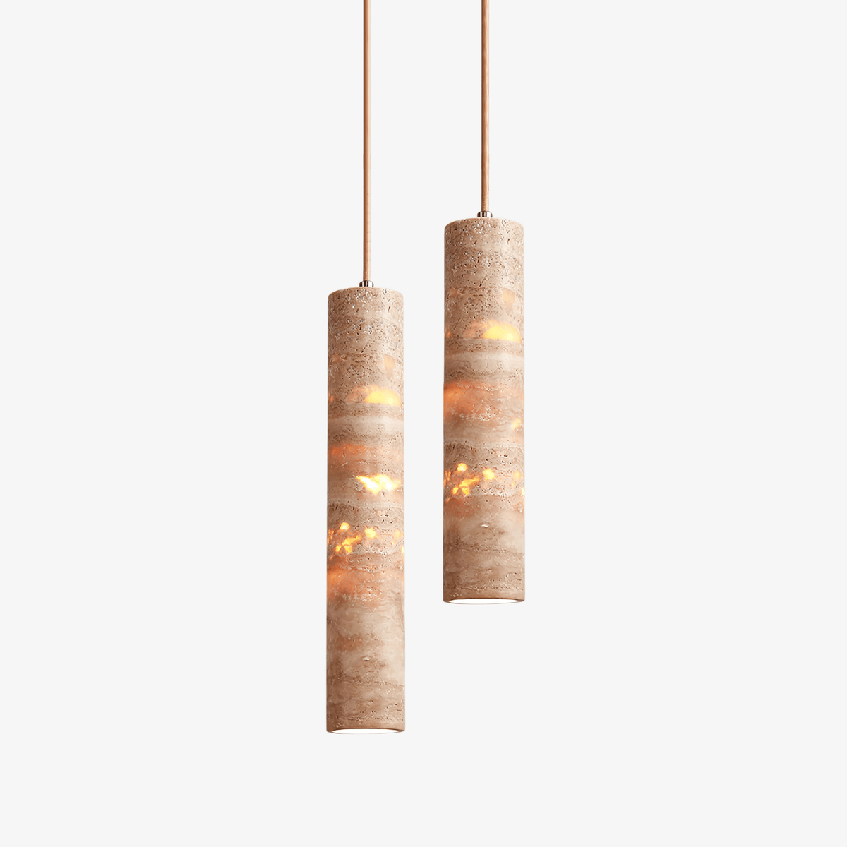 Cylindrical Travertine Pendant Light - Tianguang Alabaster Lighting