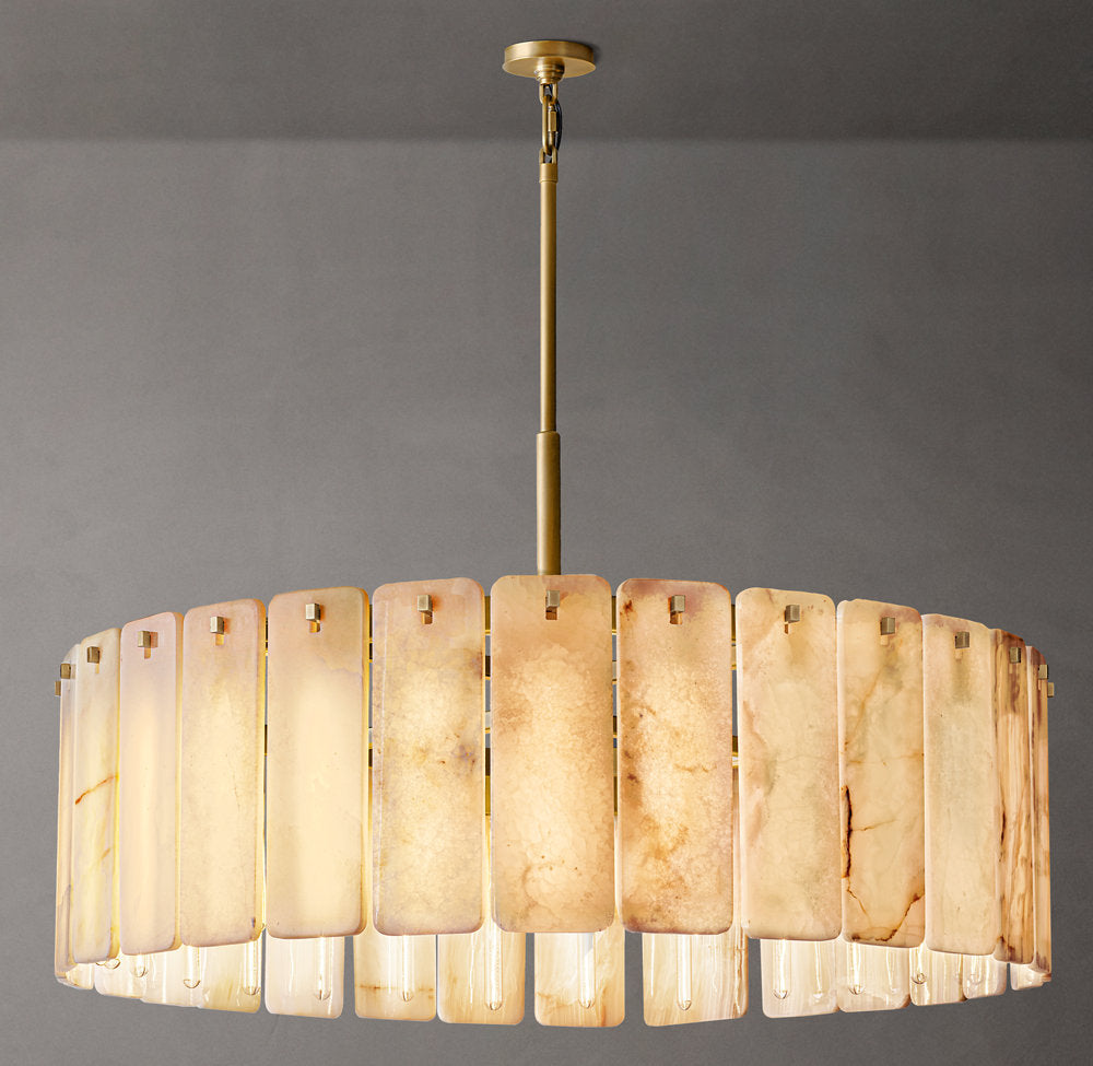 Calamette Onyx Round Chandelier 48" - Tianguang Alabaster Lighting