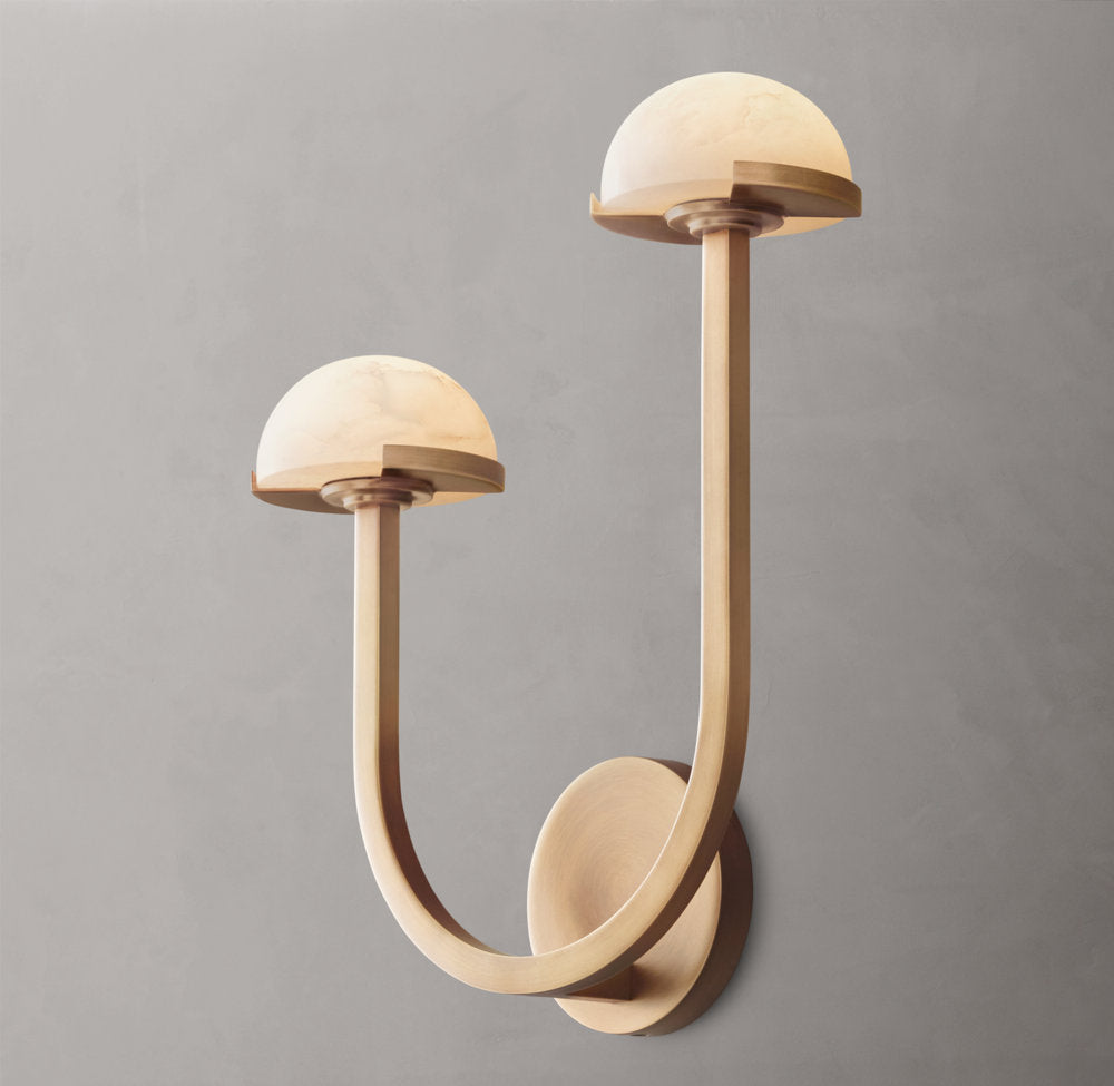 Pedra Double Alabaster Sconce - Left - Tianguang Alabaster Lighting