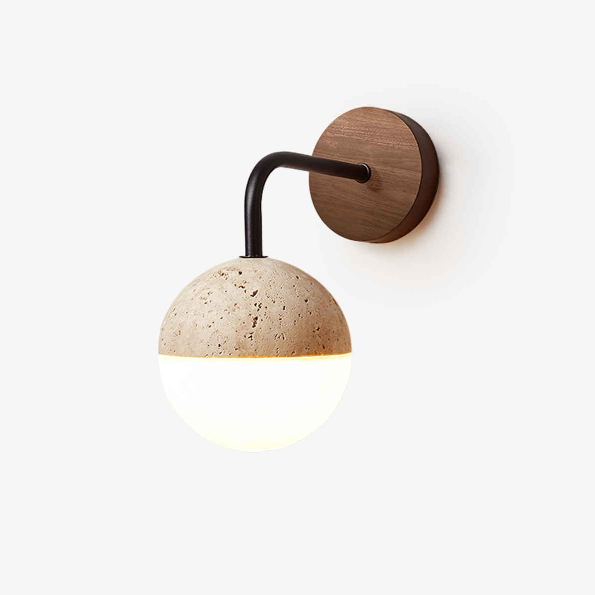 Lunar Stone Orb Travertine Sconce - Tianguang Alabaster Lighting