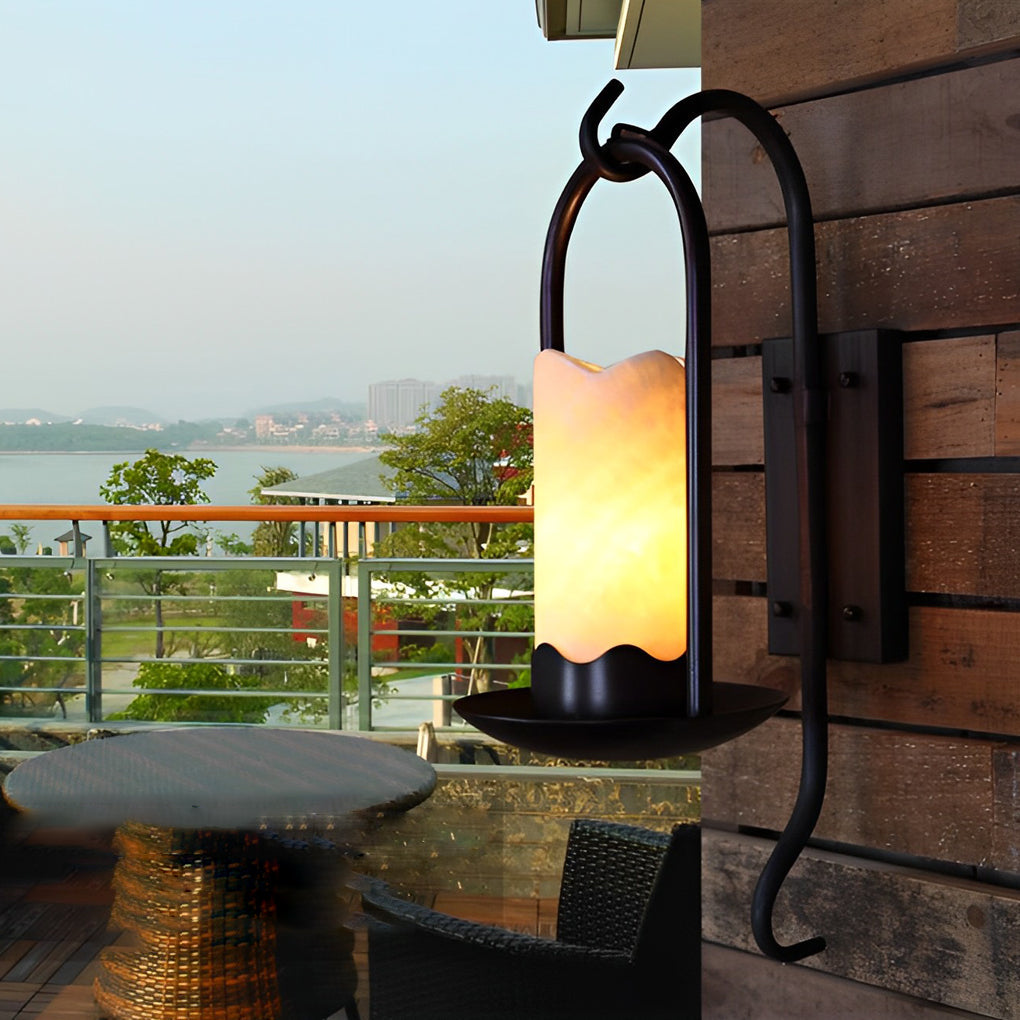 Creative Candlestick LED Iron Black Retro American-style Marble Wall Lamp - Tianguang Alabaster Lighting