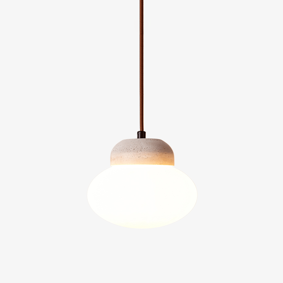 Pebble Sphere Travertine Pendant Lamp - Tianguang Alabaster Lighting