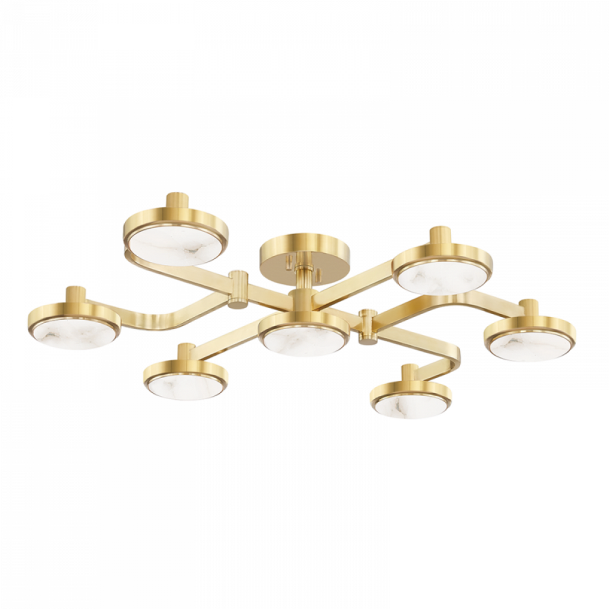 Meander Alabaster Chandelier 29 in W x 6 in H Brass - Tianguang Alabaster Lighting