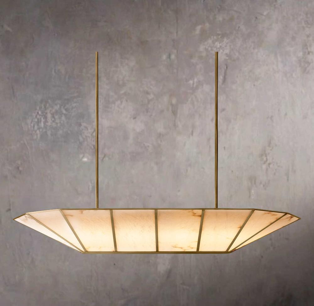 Lucetta Linear 52" Alabaster Chandelier - Tianguang Alabaster Lighting