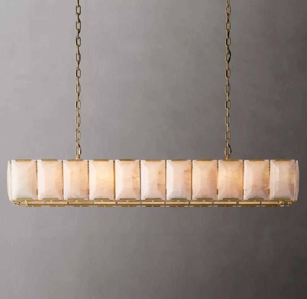 Harlow Calcite Rectangular Chandelier 74" - Tianguang Alabaster Lighting
