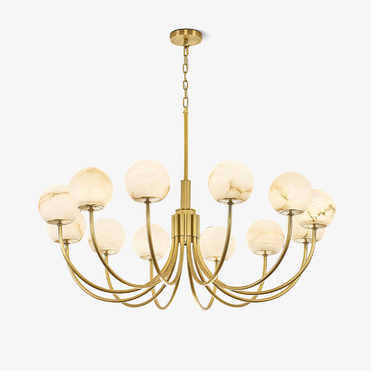 Aurelian Alabaster Globe Chandelier 27.6 in Dia - Tianguang Alabaster Lighting