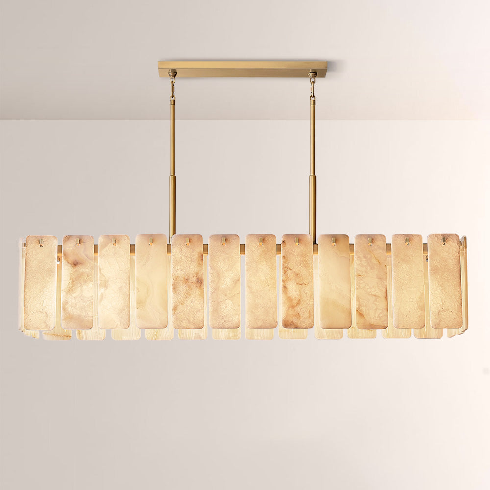 Belamet Alabaster Rectangular Chandelier 72"L - Tianguang Alabaster Lighting