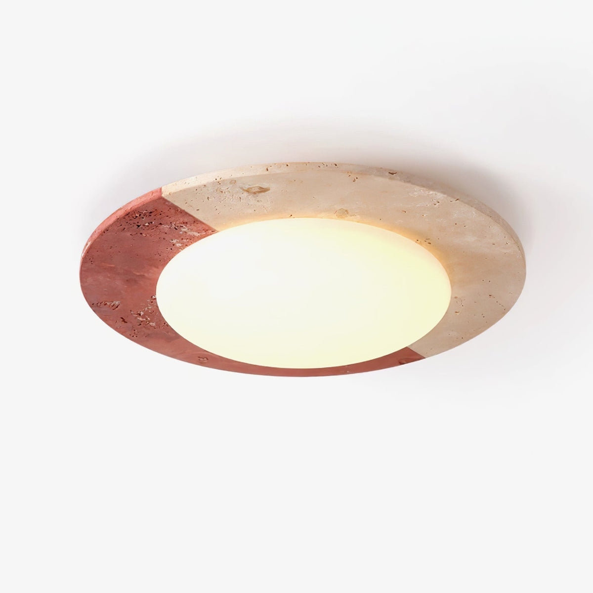 Celestial Travertine Ceiling Lamp Marble Ceiling Light 14.9 in Dia Beige, Red - Tianguang Alabaster Lighting