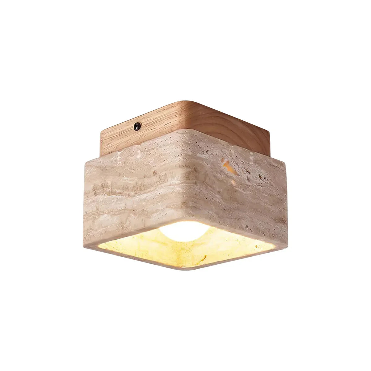 Cube Terra Block Travertine Alabaster Ceiling Light - Tianguang Alabaster Lighting