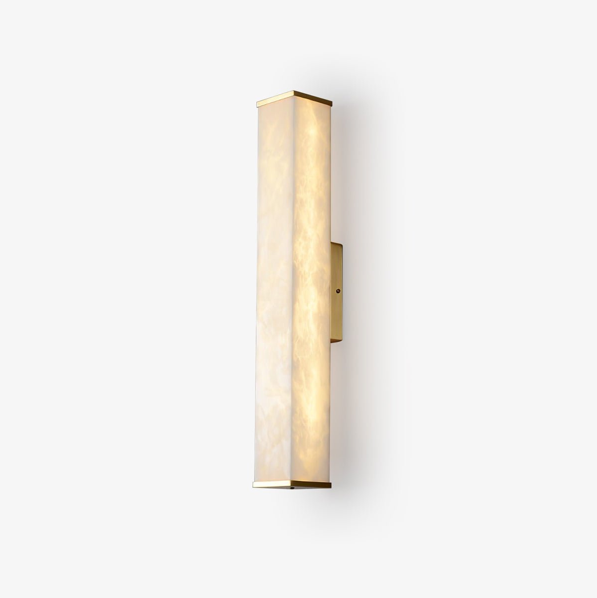 Cuboid Alabaster Wall Light 8 cm W x 40 cm H Brass - Tianguang Alabaster Lighting