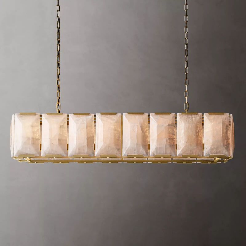 Harson Calcite Rectangular Chandelier 54" - Tianguang Alabaster Lighting