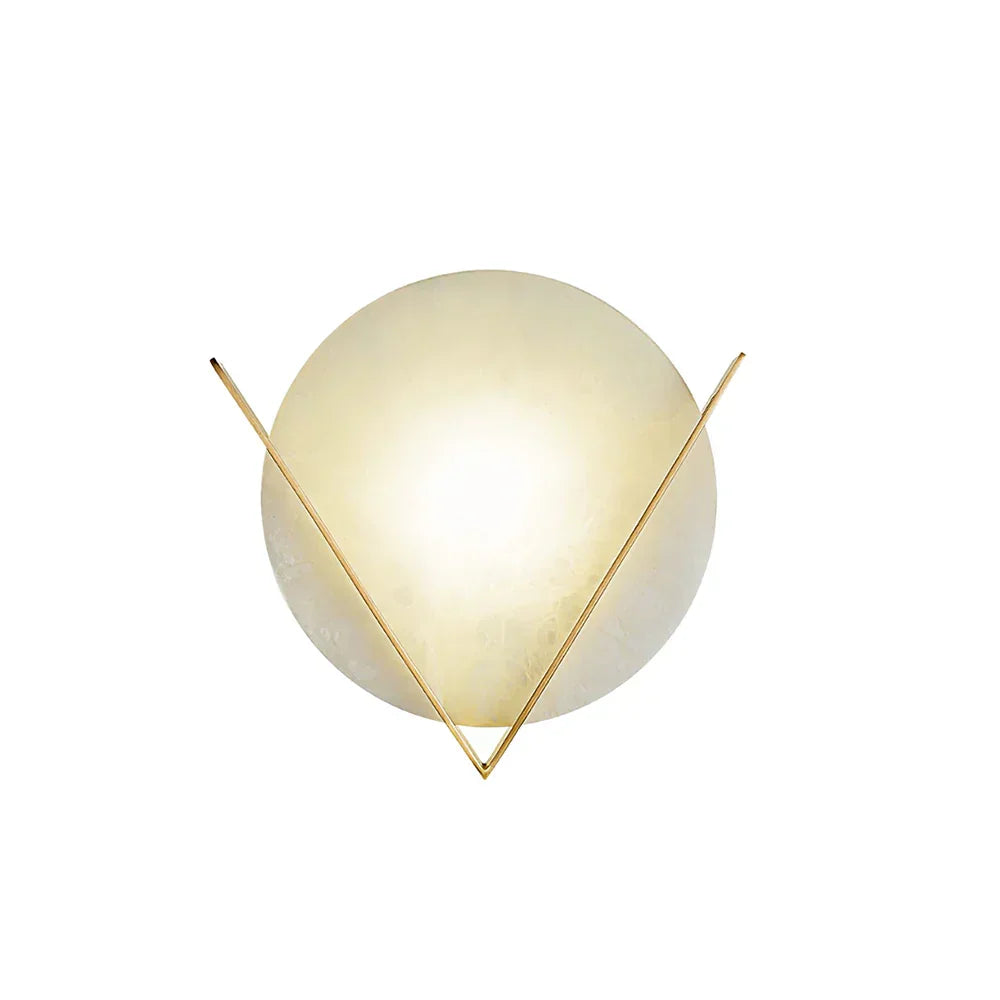 Alabaster Round Victory V Wall Lamp - Tianguang Alabaster Lighting