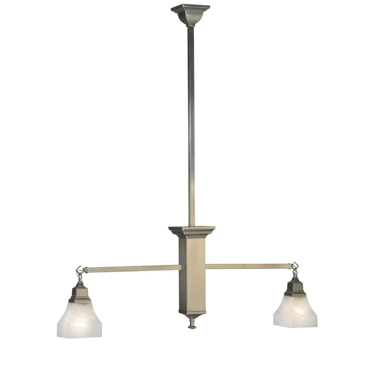 Bungalow White Alabaster Swirl 39 Inch 2 Light Linear Suspension Light Lighting Fixture - Tianguang Alabaster Lighting