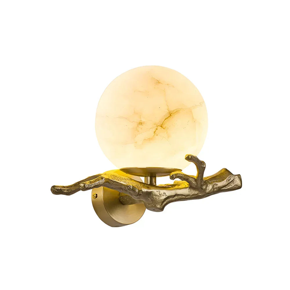 Retro Brass Twigs Alabaster Wall Lamp - Tianguang Alabaster Lighting