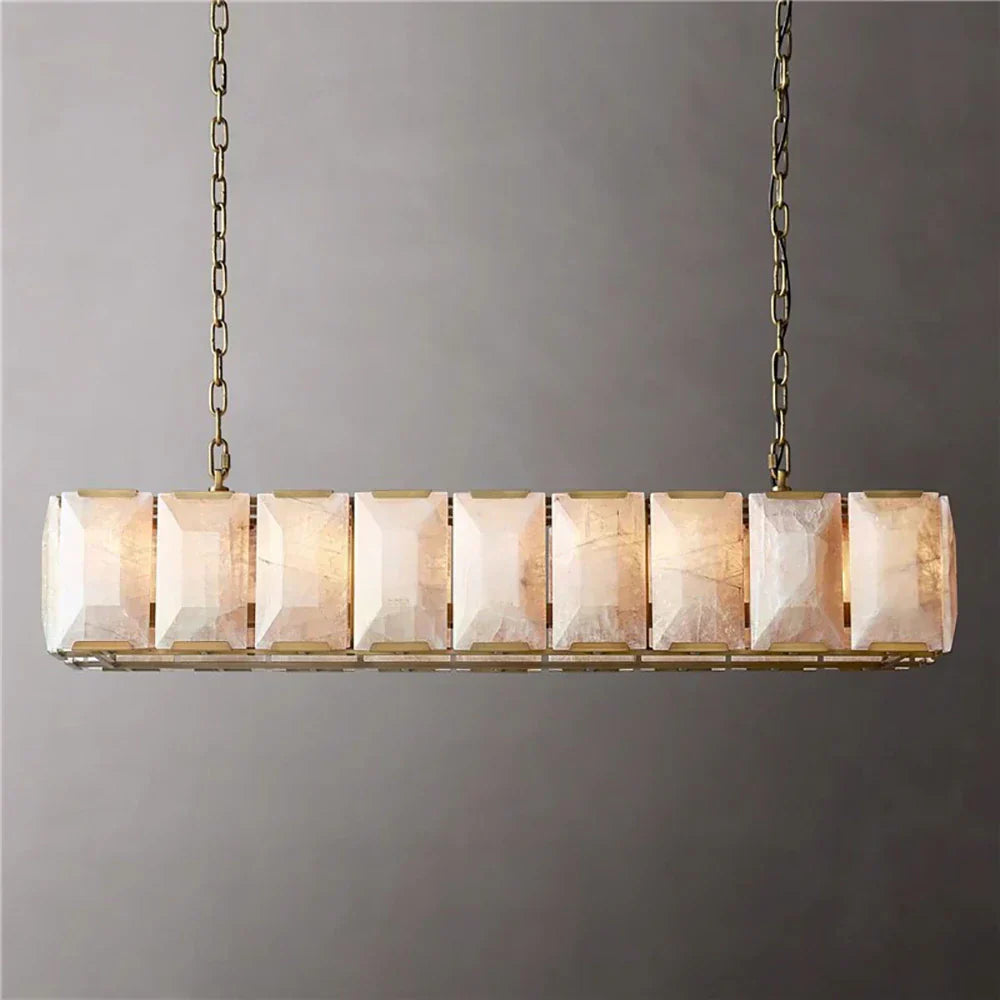 Villano Calcite Rectangular Chandelier - Tianguang Alabaster Lighting