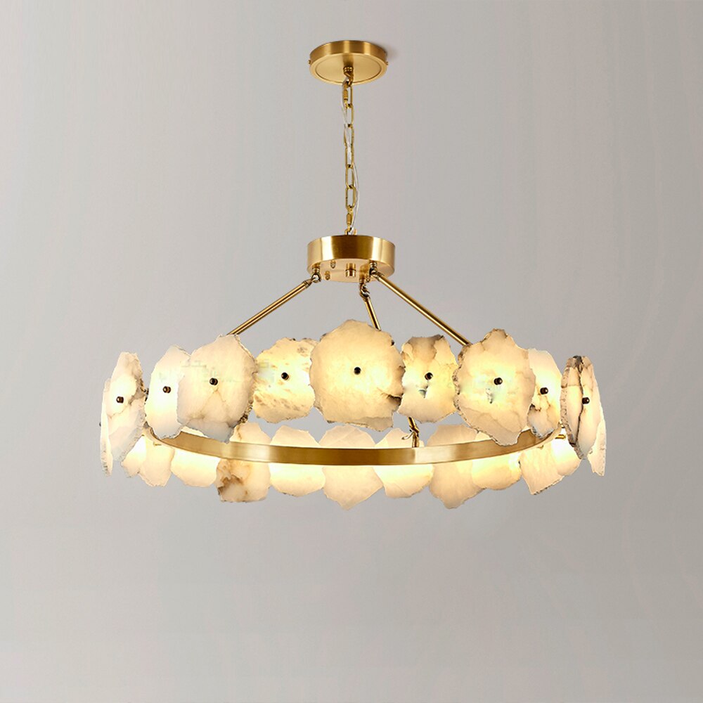 Natural Marble Modern Chandelier 31 in Dia - Tianguang Alabaster Lighting