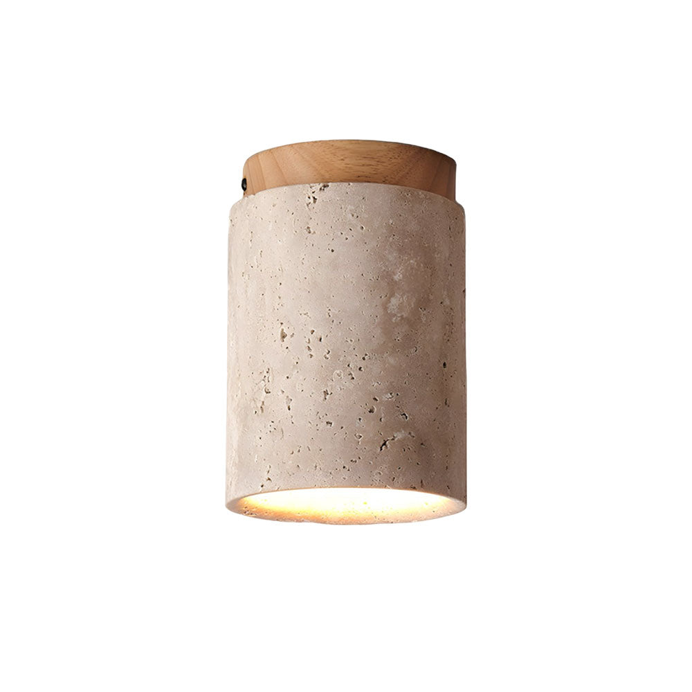 Terra Cylinder Travertine Ceiling Light 4.3" - Tianguang Alabaster Lighting