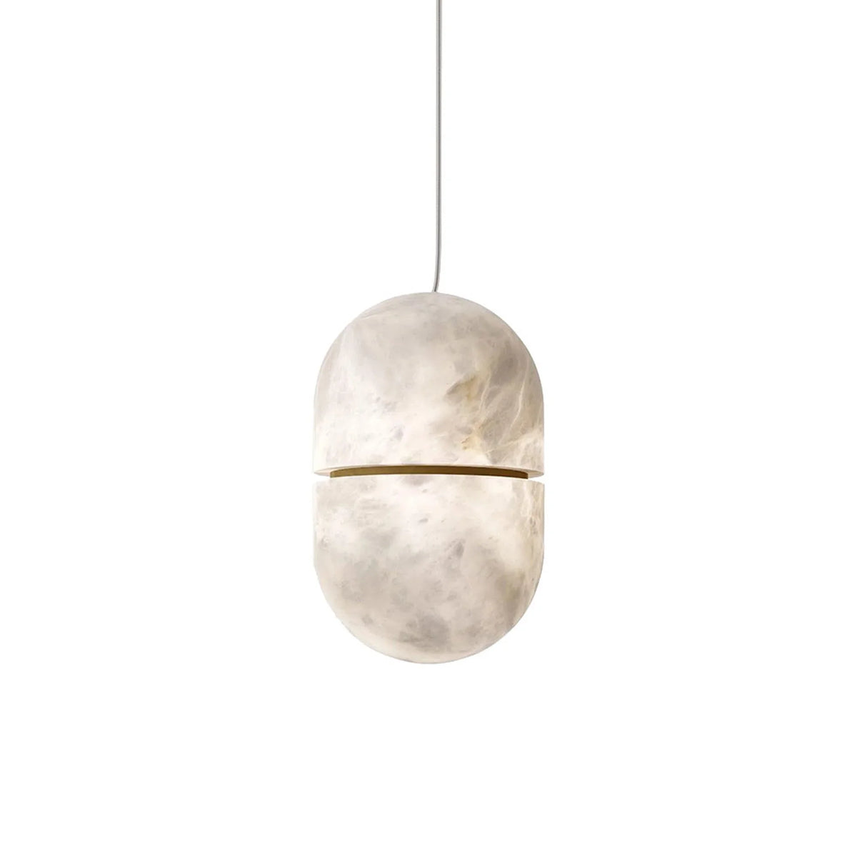 Alabaster Capsule Shaped Oval Pendant Lamp - Tianguang Alabaster Lighting