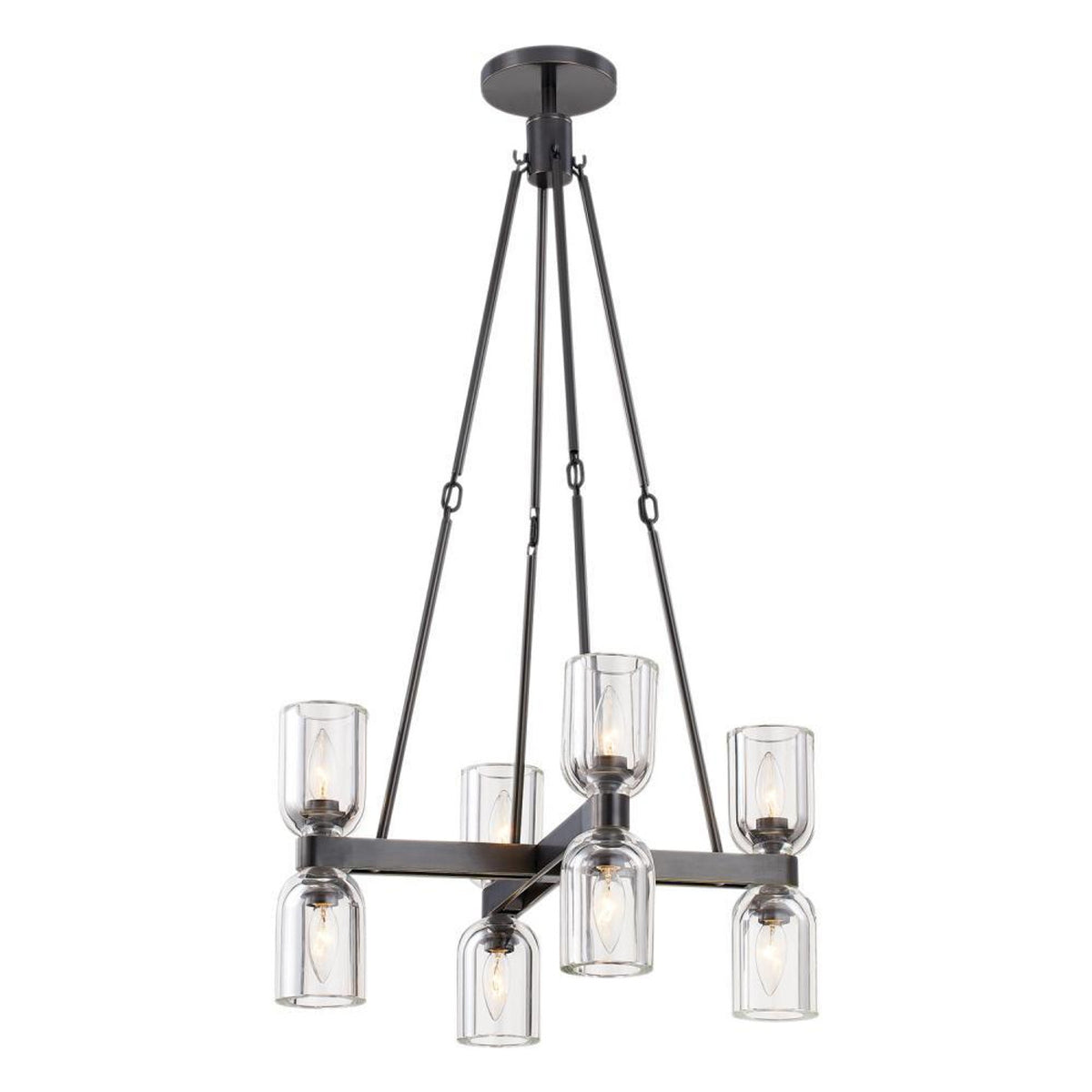 Lucian Alabaster Chandelier 22 in Dia Urban Bronze, Clear Crystal - Tianguang Alabaster Lighting