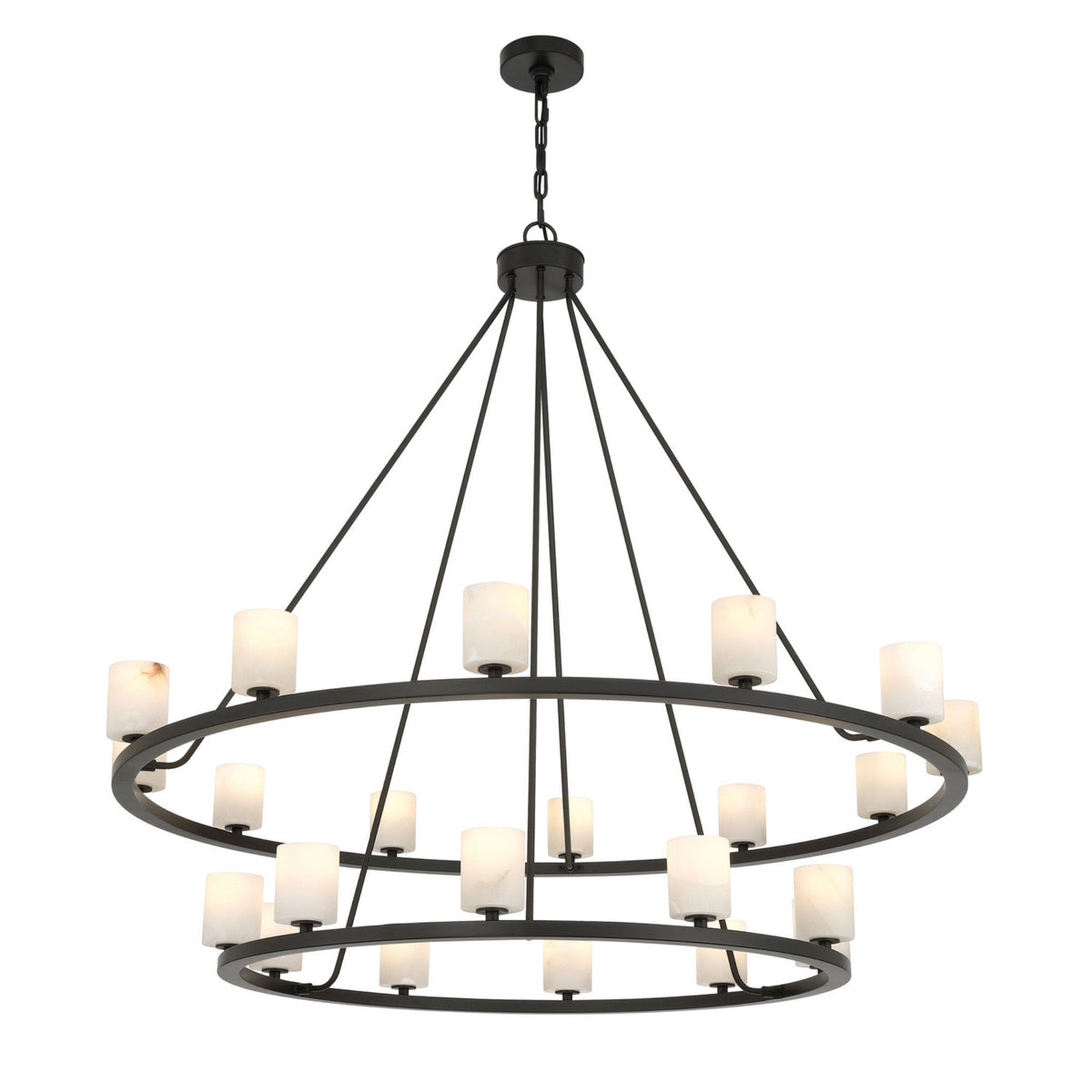 Aragon 46.75'' LED Matte Black Alabaster Chandelier Black 46.75"W x 41.75"H x 46.75"D - Tianguang Alabaster Lighting