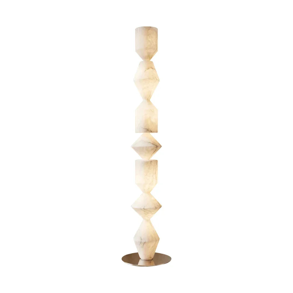 Sculptural Layered Alabaster Floor Lamp - Tianguang Alabaster Lighting