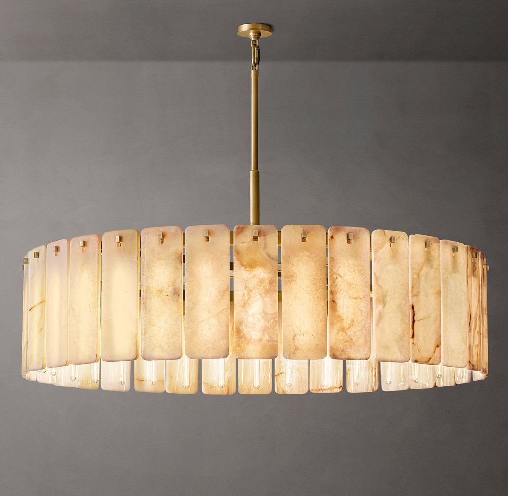 Calamette Onyx Round Chandelier 60" - Tianguang Alabaster Lighting