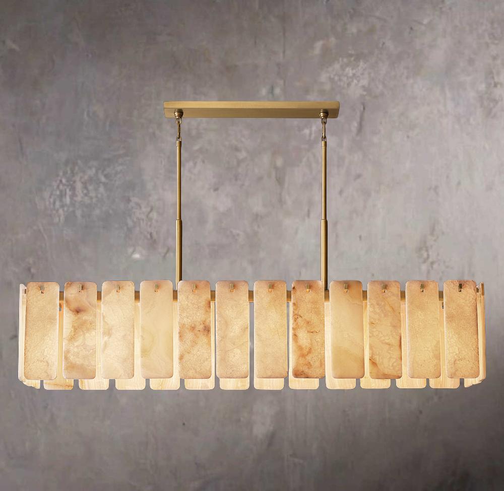 Calametta Onyx Linear Rectangular Chandelier 74" - Tianguang Alabaster Lighting
