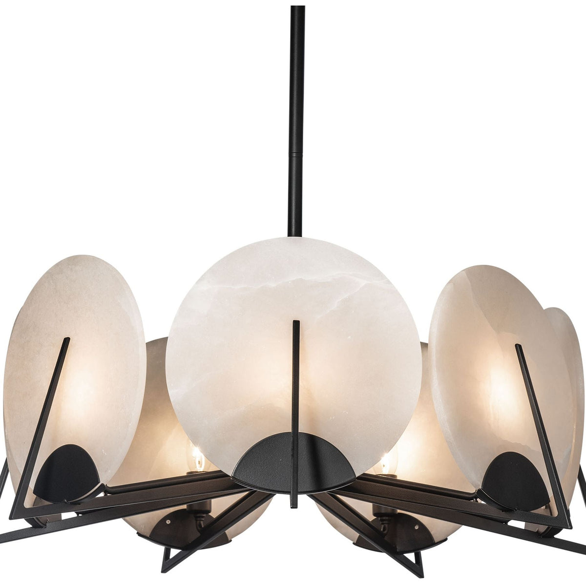 Callisto 28.1" Wide 7-Light Black Alabaster Pendant Chandelier - Tianguang Alabaster Lighting