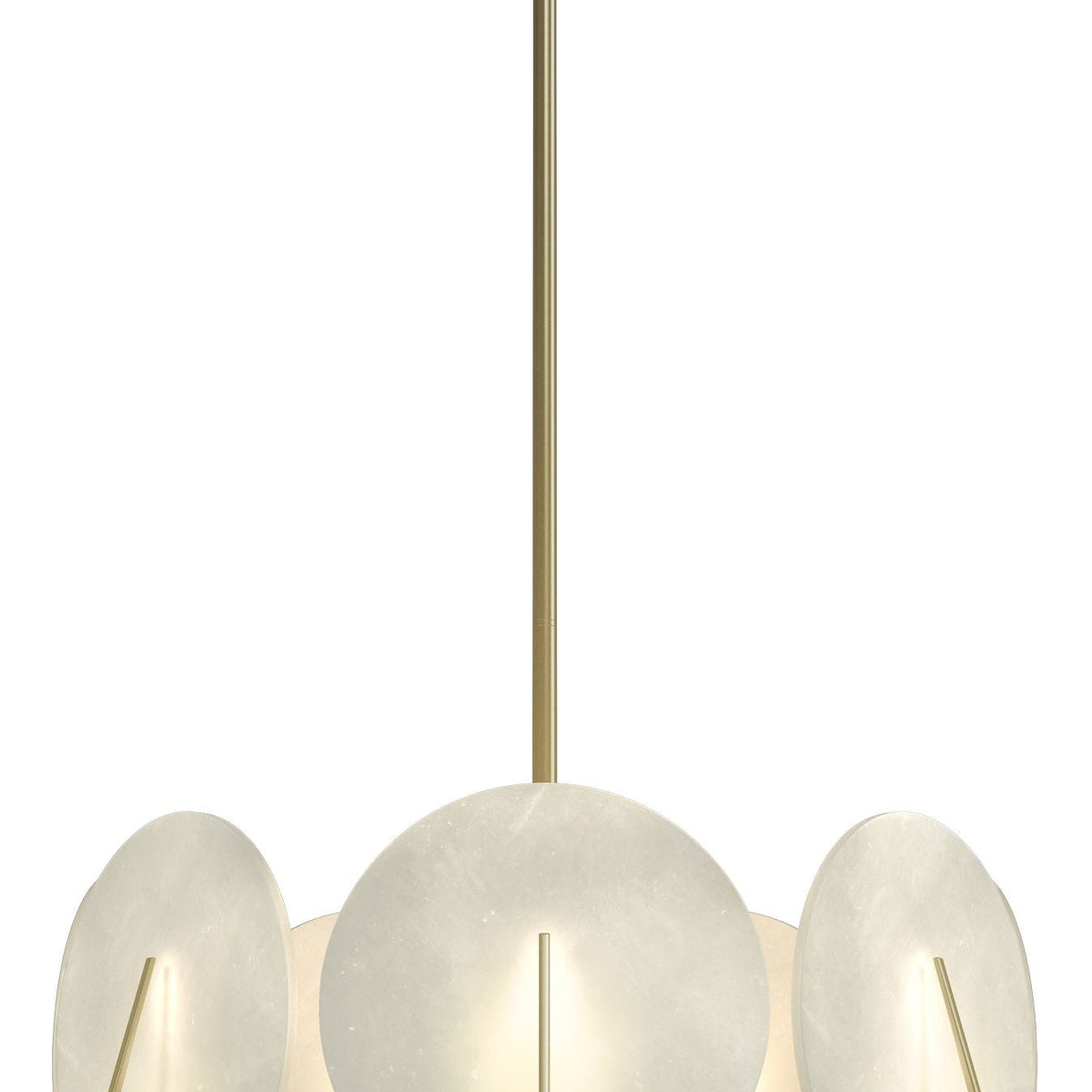 Callisto 28.1" Wide 7-Light Modern Brass Pendant With Alabaster Shade Chandelier - Tianguang Alabaster Lighting