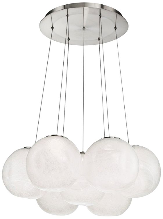 Cosmic 27" Wide Brushed Nickel LED Multi Light Pendant Marble Chandelier - Tianguang Alabaster Lighting
