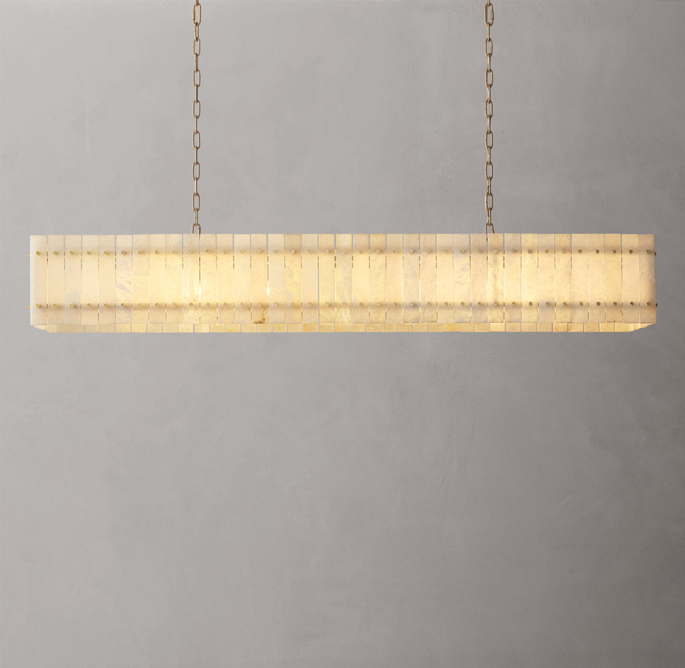 San Marco Alabaster Linear Chandelier 72" - Tianguang Alabaster Lighting