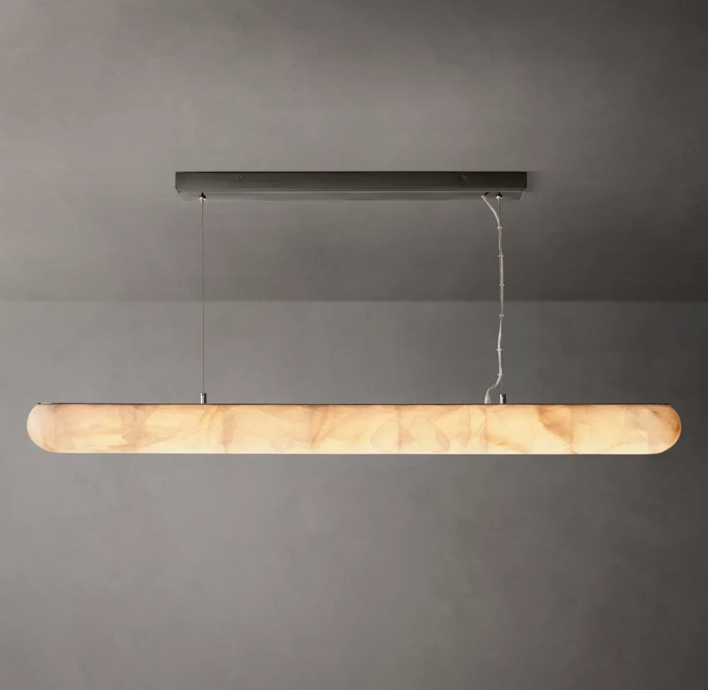 Rivage Lisse Linear Calcite Chandelier 60" - Tianguang Alabaster Lighting