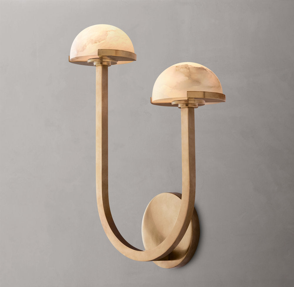 Pedra Double Alabaster Sconce - Right - Tianguang Alabaster Lighting