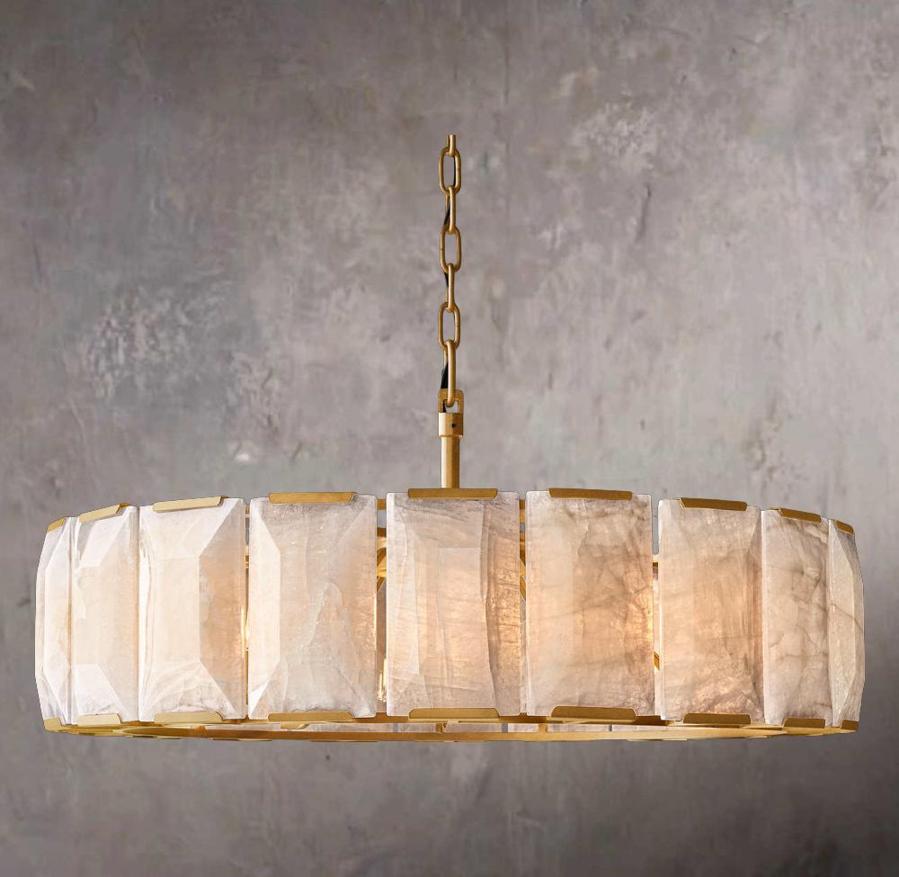 Harlow Calcited Circular Chandelier 43" - Tianguang Alabaster Lighting