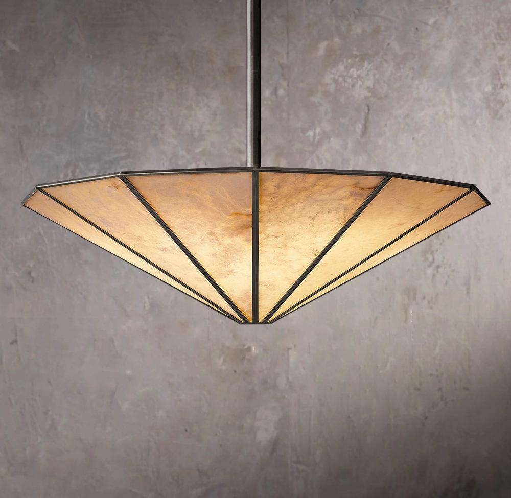Lucette Circular Pendant Ceiling Lamp 36" Alabaster Chandelier - Tianguang Alabaster Lighting