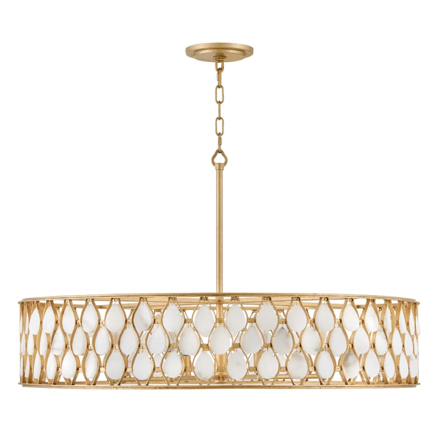 Estie 8 Light 38" Wide Drum Alabaster Chandelier - Tianguang Alabaster Lighting