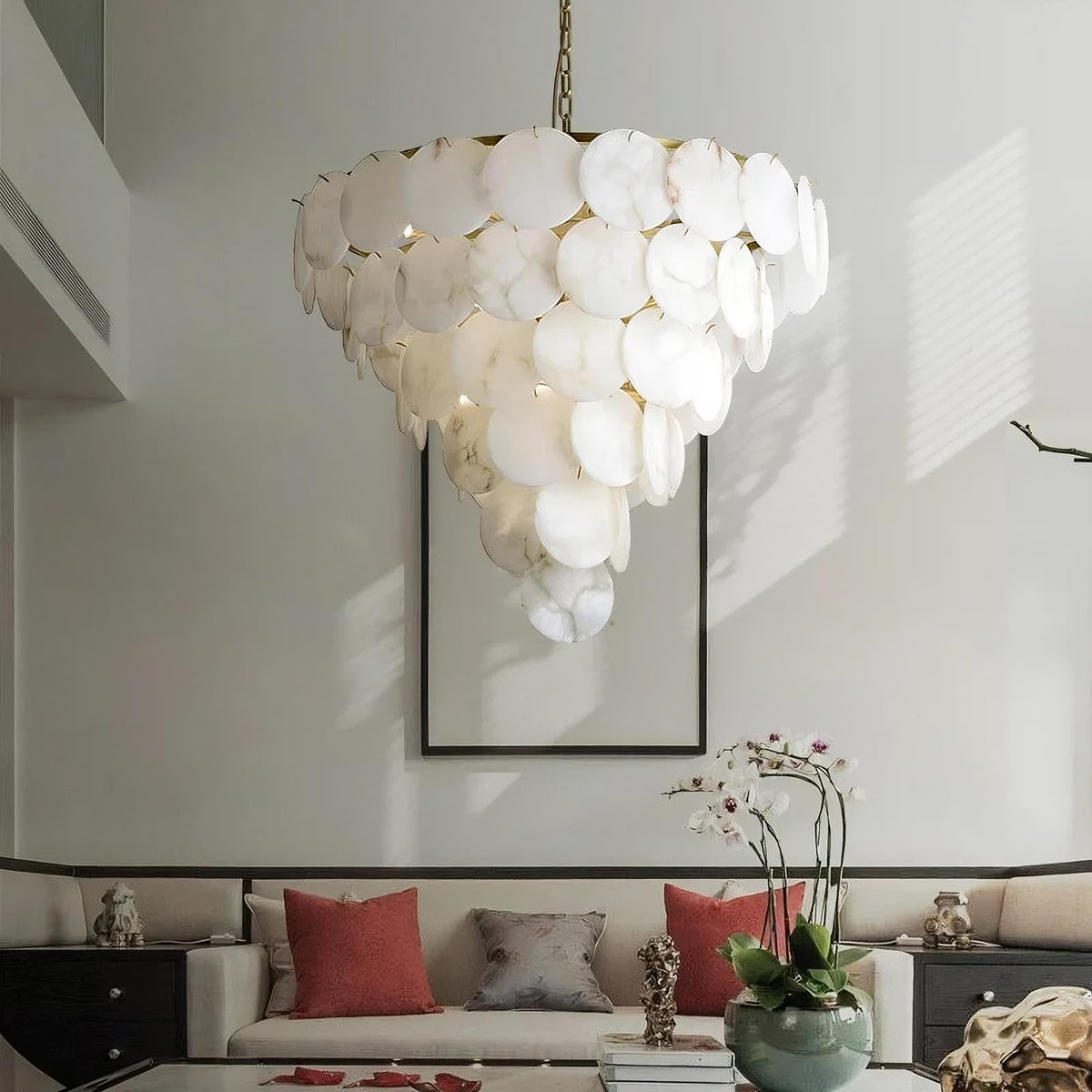 Natural Marble Modern Chandelier 40 in W - Tianguang Alabaster Lighting